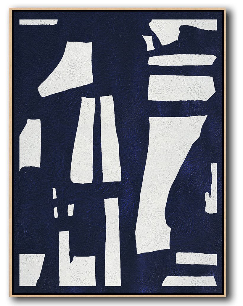 Buy Hand Painted Navy Blue Abstract Painting Online - Modern Paintings On Canvas Huge